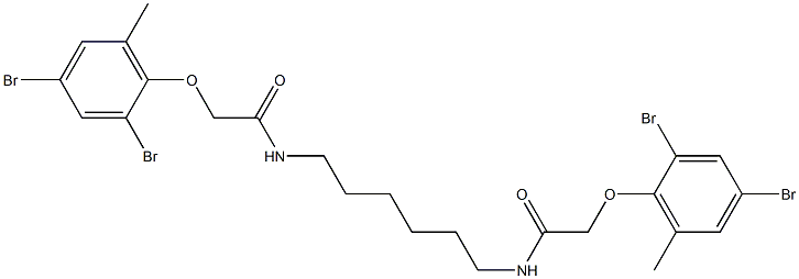 2-(2,4-dibromo-6-methylphenoxy)-N-(6-{[2-(2,4-dibromo-6-methylphenoxy)acetyl]amino}hexyl)acetamide Struktur