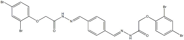 2-(2,4-dibromophenoxy)-N'-{(E)-[4-({(E)-2-[2-(2,4-dibromophenoxy)acetyl]hydrazono}methyl)phenyl]methylidene}acetohydrazide 化学構造式