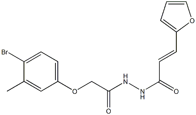 2-(4-bromo-3-methylphenoxy)-N'-[(E)-3-(2-furyl)-2-propenoyl]acetohydrazide,,结构式