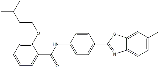 2-(isopentyloxy)-N-[4-(6-methyl-1,3-benzothiazol-2-yl)phenyl]benzamide 结构式