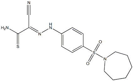 2-{(E)-2-[4-(1-azepanylsulfonyl)phenyl]hydrazono}-2-cyanoethanethioamide Struktur