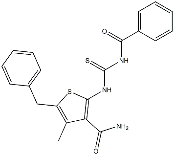 2-{[(benzoylamino)carbothioyl]amino}-5-benzyl-4-methyl-3-thiophenecarboxamide Structure