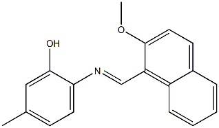 2-{[(E)-(2-methoxy-1-naphthyl)methylidene]amino}-5-methylphenol,,结构式