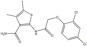 2-{[2-(2,4-dichlorophenoxy)acetyl]amino}-4,5-dimethyl-3-thiophenecarboxamide Struktur