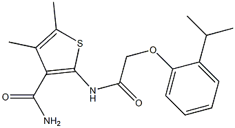 2-{[2-(2-isopropylphenoxy)acetyl]amino}-4,5-dimethyl-3-thiophenecarboxamide,,结构式