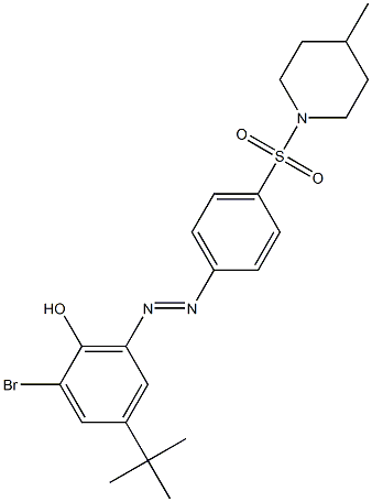 2-bromo-4-(tert-butyl)-6-((E)-2-{4-[(4-methyl-1-piperidinyl)sulfonyl]phenyl}diazenyl)phenol,,结构式