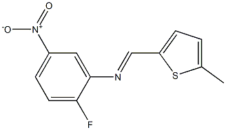 N-(2-fluoro-5-nitrophenyl)-N-[(E)-(5-methyl-2-thienyl)methylidene]amine Struktur