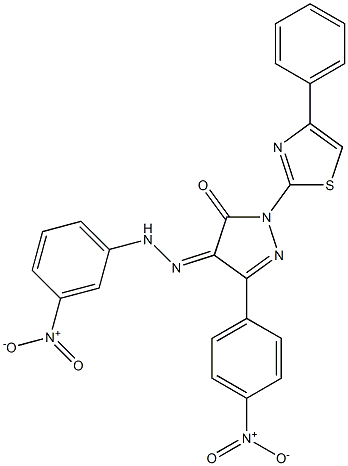 3-(4-nitrophenyl)-1-(4-phenyl-1,3-thiazol-2-yl)-1H-pyrazole-4,5-dione 4-[N-(3-nitrophenyl)hydrazone],,结构式