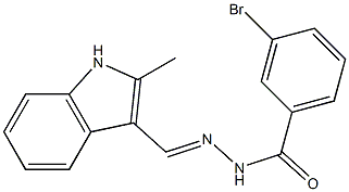 3-bromo-N'-[(E)-(2-methyl-1H-indol-3-yl)methylidene]benzohydrazide,,结构式