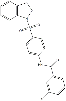 3-chloro-N-[4-(2,3-dihydro-1H-indol-1-ylsulfonyl)phenyl]benzamide 化学構造式