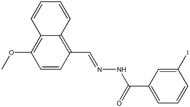 3-iodo-N'-[(E)-(4-methoxy-1-naphthyl)methylidene]benzohydrazide 化学構造式