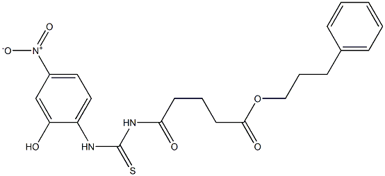 3-phenylpropyl 5-{[(2-hydroxy-4-nitroanilino)carbothioyl]amino}-5-oxopentanoate Struktur