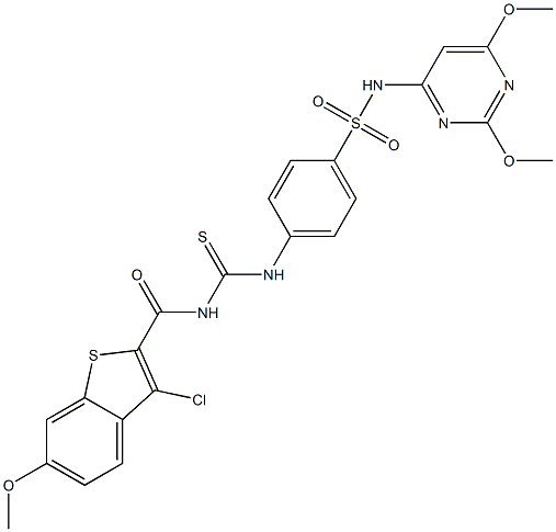  4-[({[(3-chloro-6-methoxy-1-benzothiophen-2-yl)carbonyl]amino}carbothioyl)amino]-N-(2,6-dimethoxy-4-pyrimidinyl)benzenesulfonamide