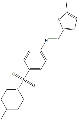 N-{4-[(4-methyl-1-piperidinyl)sulfonyl]phenyl}-N-[(E)-(5-methyl-2-thienyl)methylidene]amine,,结构式