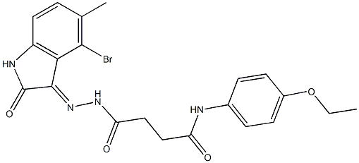 4-[2-(4-bromo-5-methyl-2-oxo-1,2-dihydro-3H-indol-3-ylidene)hydrazino]-N-(4-ethoxyphenyl)-4-oxobutanamide 化学構造式