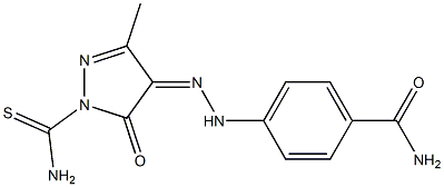 4-{2-[1-(aminocarbothioyl)-3-methyl-5-oxo-1,5-dihydro-4H-pyrazol-4-ylidene]hydrazino}benzamide Struktur