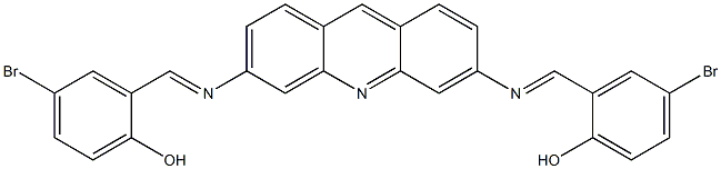 4-bromo-2-{[(6-{[(E)-(5-bromo-2-hydroxyphenyl)methylidene]amino}-3-acridinyl)imino]methyl}phenol,,结构式