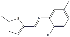 4-methyl-2-{[(E)-(5-methyl-2-thienyl)methylidene]amino}phenol Struktur