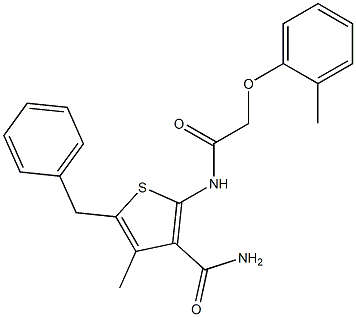 5-benzyl-4-methyl-2-{[2-(2-methylphenoxy)acetyl]amino}-3-thiophenecarboxamide Structure