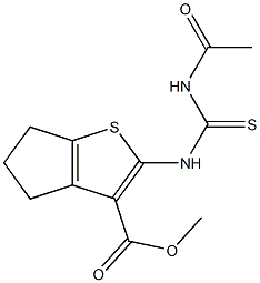 methyl 2-{[(acetylamino)carbothioyl]amino}-5,6-dihydro-4H-cyclopenta[b]thiophene-3-carboxylate Struktur