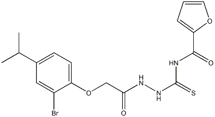 N-({2-[2-(2-bromo-4-isopropylphenoxy)acetyl]hydrazino}carbothioyl)-2-furamide Structure