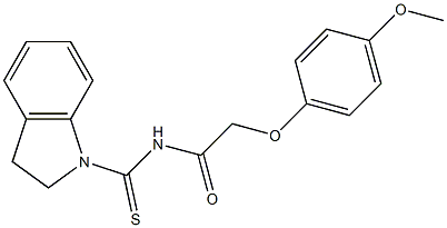 N-(2,3-dihydro-1H-indol-1-ylcarbothioyl)-2-(4-methoxyphenoxy)acetamide Structure