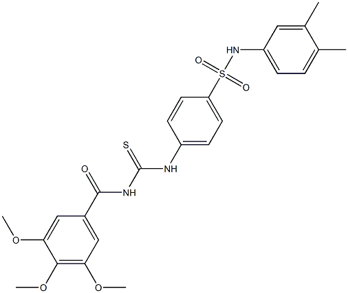 N-(3,4-dimethylphenyl)-4-({[(3,4,5-trimethoxybenzoyl)amino]carbothioyl}amino)benzenesulfonamide Structure