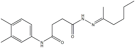 N-(3,4-dimethylphenyl)-4-{2-[(E)-1-methylpentylidene]hydrazino}-4-oxobutanamide,,结构式