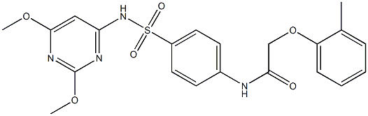 N-(4-{[(2,6-dimethoxy-4-pyrimidinyl)amino]sulfonyl}phenyl)-2-(2-methylphenoxy)acetamide Struktur