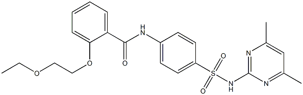 N-(4-{[(4,6-dimethyl-2-pyrimidinyl)amino]sulfonyl}phenyl)-2-(2-ethoxyethoxy)benzamide 化学構造式