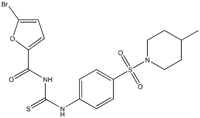 N-(5-bromo-2-furoyl)-N'-{4-[(4-methyl-1-piperidinyl)sulfonyl]phenyl}thiourea Struktur