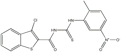 N-[(3-chloro-1-benzothiophen-2-yl)carbonyl]-N'-(2-methyl-5-nitrophenyl)thiourea 化学構造式