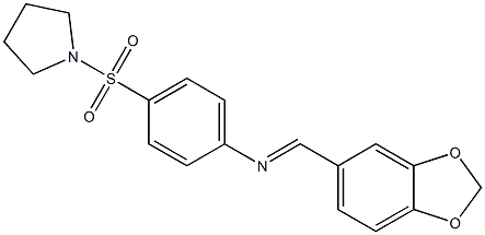 N-[(E)-1,3-benzodioxol-5-ylmethylidene]-N-[4-(1-pyrrolidinylsulfonyl)phenyl]amine Structure
