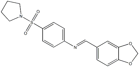 N-[(E)-1,3-benzodioxol-5-ylmethylidene]-N-[4-(1-pyrrolidinylsulfonyl)phenyl]amine 化学構造式