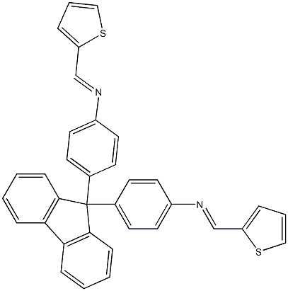 N-[(E)-2-thienylmethylidene]-N-{4-[9-(4-{[(E)-2-thienylmethylidene]amino}phenyl)-9H-fluoren-9-yl]phenyl}amine Structure