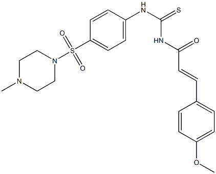 N-[(E)-3-(4-methoxyphenyl)-2-propenoyl]-N'-{4-[(4-methyl-1-piperazinyl)sulfonyl]phenyl}thiourea,,结构式