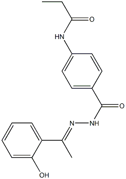 N-[4-({2-[(E)-1-(2-hydroxyphenyl)ethylidene]hydrazino}carbonyl)phenyl]propanamide 化学構造式