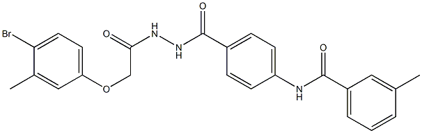 N-[4-({2-[2-(4-bromo-3-methylphenoxy)acetyl]hydrazino}carbonyl)phenyl]-3-methylbenzamide Struktur