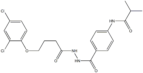 N-[4-({2-[4-(2,4-dichlorophenoxy)butanoyl]hydrazino}carbonyl)phenyl]-2-methylpropanamide 化学構造式