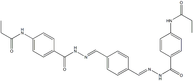 N-{4-[(2-{(E)-[4-({(E)-2-[4-(propionylamino)benzoyl]hydrazono}methyl)phenyl]methylidene}hydrazino)carbonyl]phenyl}propanamide Struktur