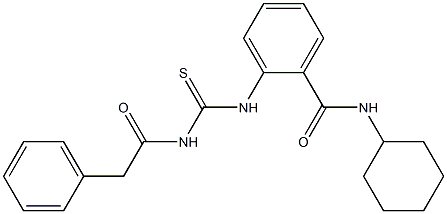 N-cyclohexyl-2-({[(2-phenylacetyl)amino]carbothioyl}amino)benzamide Struktur