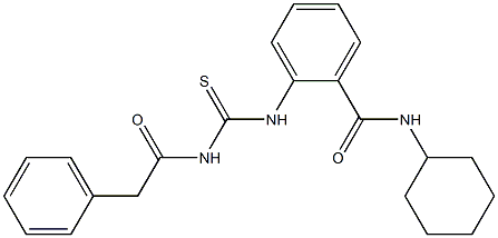 N-cyclohexyl-2-({[(2-phenylacetyl)amino]carbothioyl}amino)benzamide Structure