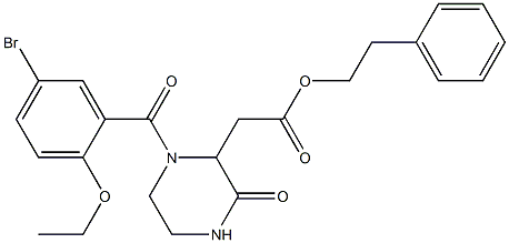 phenethyl 2-[1-(5-bromo-2-ethoxybenzoyl)-3-oxo-2-piperazinyl]acetate,,结构式