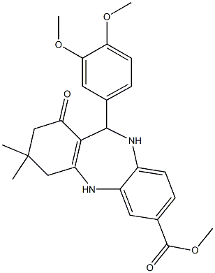 methyl 11-(3,4-dimethoxyphenyl)-3,3-dimethyl-1-oxo-2,3,4,5,10,11-hexahydro-1H-dibenzo[b,e][1,4]diazepine-7-carboxylate,,结构式