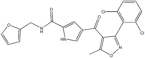 4-{[3-(2,6-dichlorophenyl)-5-methyl-4-isoxazolyl]carbonyl}-N-(2-furylmethyl)-1H-pyrrole-2-carboxamide Structure