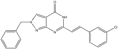 6-(m-Chlorostyryl)-2-benzyl-2H-pyrazolo[3,4-d]pyrimidin-4(5H)-one,,结构式