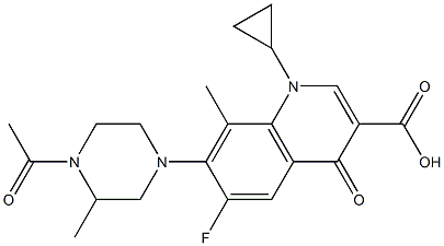 1-Cyclopropyl-6-fluoro-8-methyl-1,4-dihydro-7-(3-methyl-4-acetylpiperazin-1-yl)-4-oxoquinoline-3-carboxylic acid Struktur