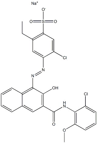 3-Chloro-6-ethyl-4-[[3-[[(2-chloro-6-methoxyphenyl)amino]carbonyl]-2-hydroxy-1-naphtyl]azo]benzenesulfonic acid sodium salt Structure