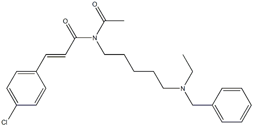 N-[5-(エチルベンジルアミノ)ペンチル]-N-アセチル-3-(4-クロロフェニル)アクリルアミド 化学構造式