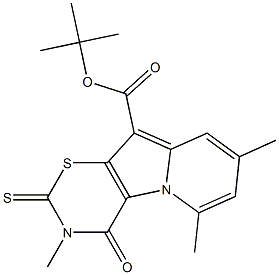 3,4-Dihydro-4-oxo-2-thioxo-3,6,8-trimethyl-2H-1,3-thiazino[6,5-b]indolizine-10-carboxylic acid tert-butyl ester Struktur